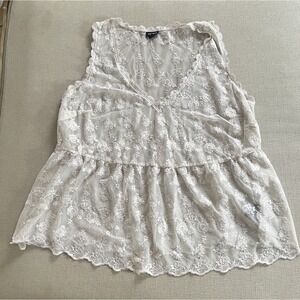 Torrid Floral Lace Peplum Tank Top Boho Wedding Romantic Feminine Sheer Festival